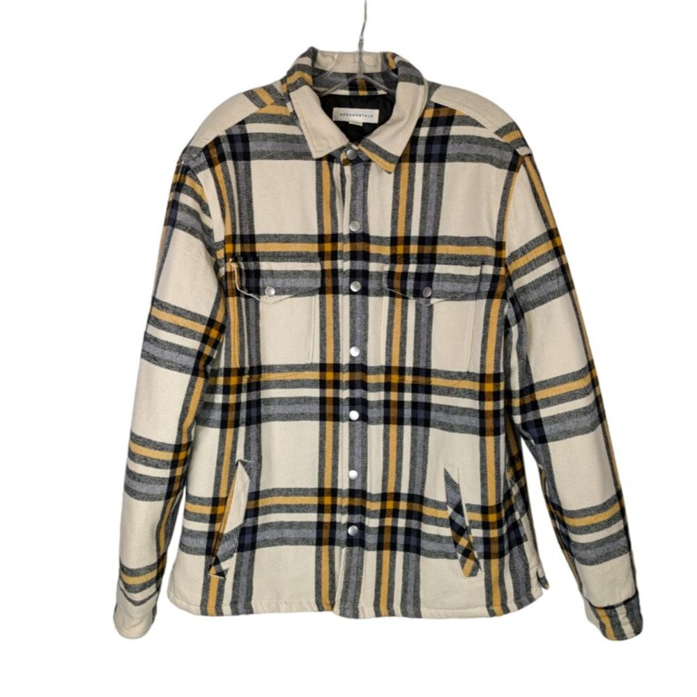 AEROPOSTALE Insulated Mens Flannel Snap Front Shacket Plaid Size M